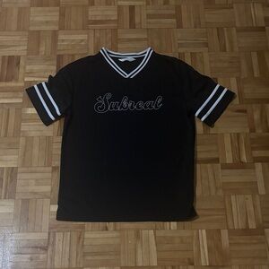 H&M Black V-Neck Tee with White Trim